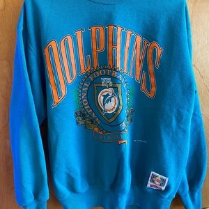 OFFICIAL RETRO MIAMI DOLPHINS CREWNECK, SIZE MEDIUM